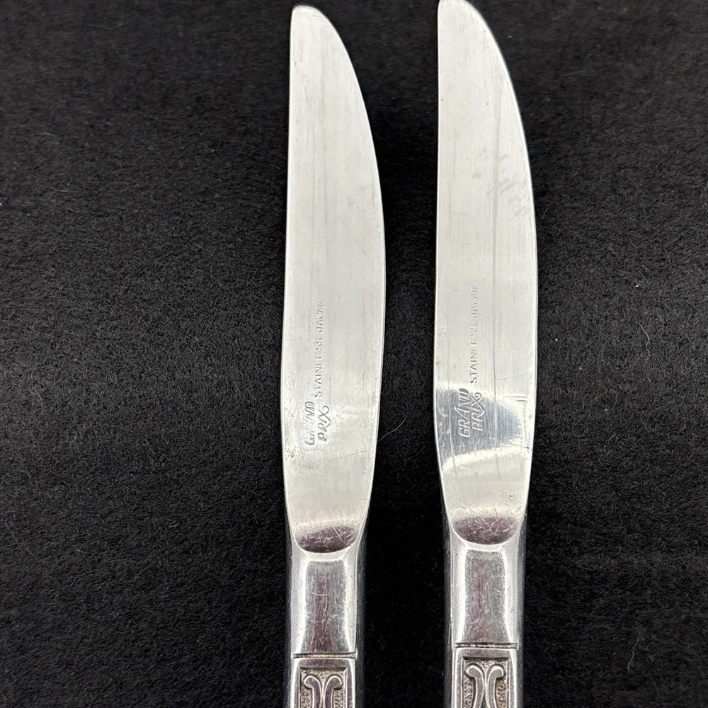 2  Siboney Grand Prix Stainless Modern Hollow Dinner Knives‎ Textured Japan